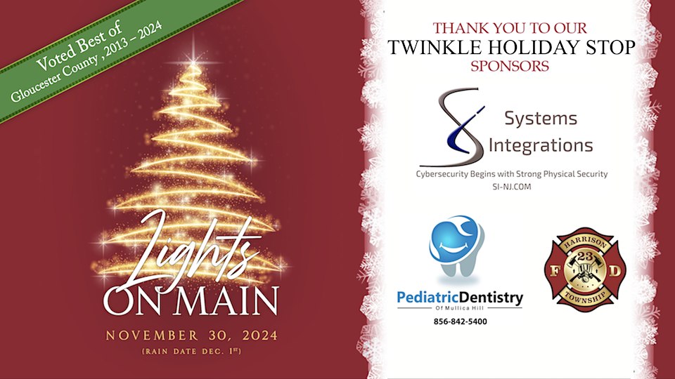 Lights on Main event poster featuring a Christmas tree design, date November 30, 2024, and sponsorship acknowledgment for Systems Integrations, emphasizing community support and local engagement.